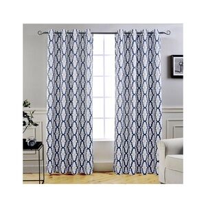 Blue and White grommet Window Panels